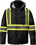 SKSAFETY Hi Vis Veste de pluie de sécurité pour hommes - Équipement de pluie de travail pour les hommes imperméable, Veste de travail haute visibilité