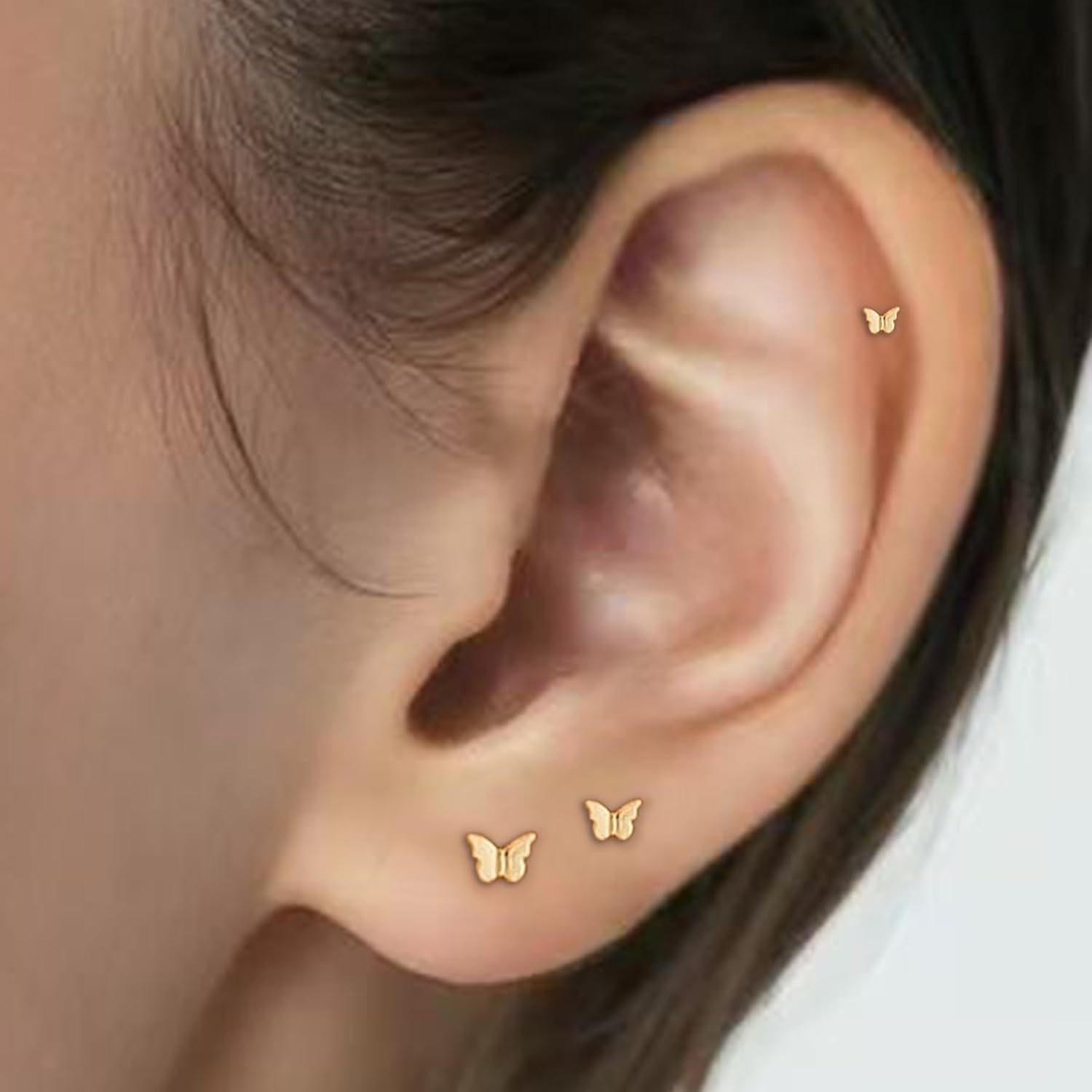 Flat Back Earrings for Women,14k Gold/Silver Plated Small Flat Back Stud Earrings Cartilage Helix Multiple Piercing Jewelry Hypoallergenic Earrings for Sensitive Ears -3-piece or 3-pair - Image 6