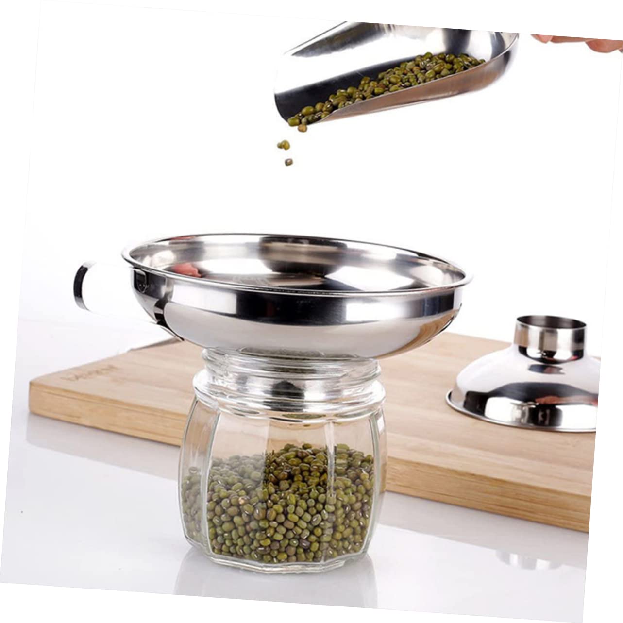 Set di 4 Imbuti da Cucina in Acciaio Inossidabile con Lifter