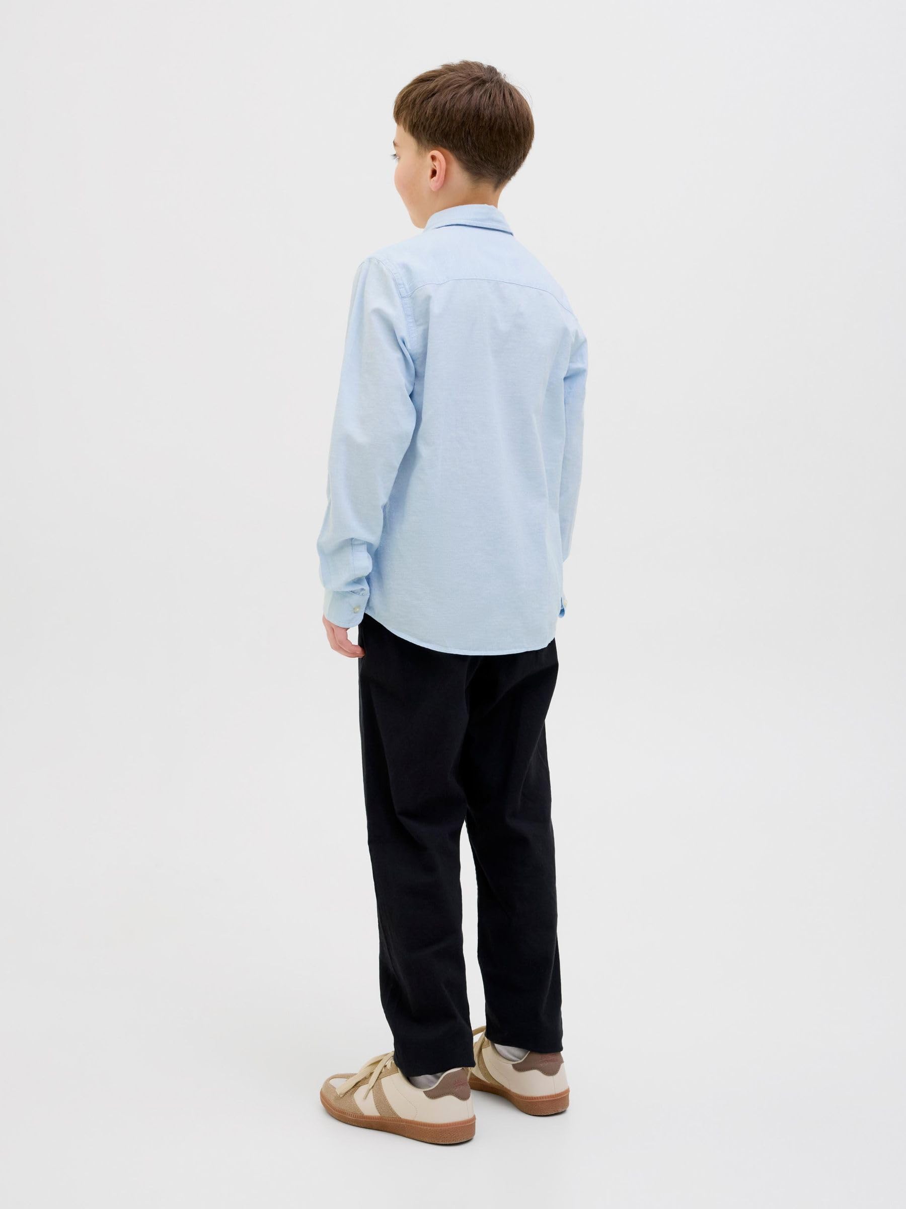 JACK&JONES JUNIOR Chłopięca koszulka Jjebreeze Ls Sn Jnr koszula z długim rękawem, biały, 164