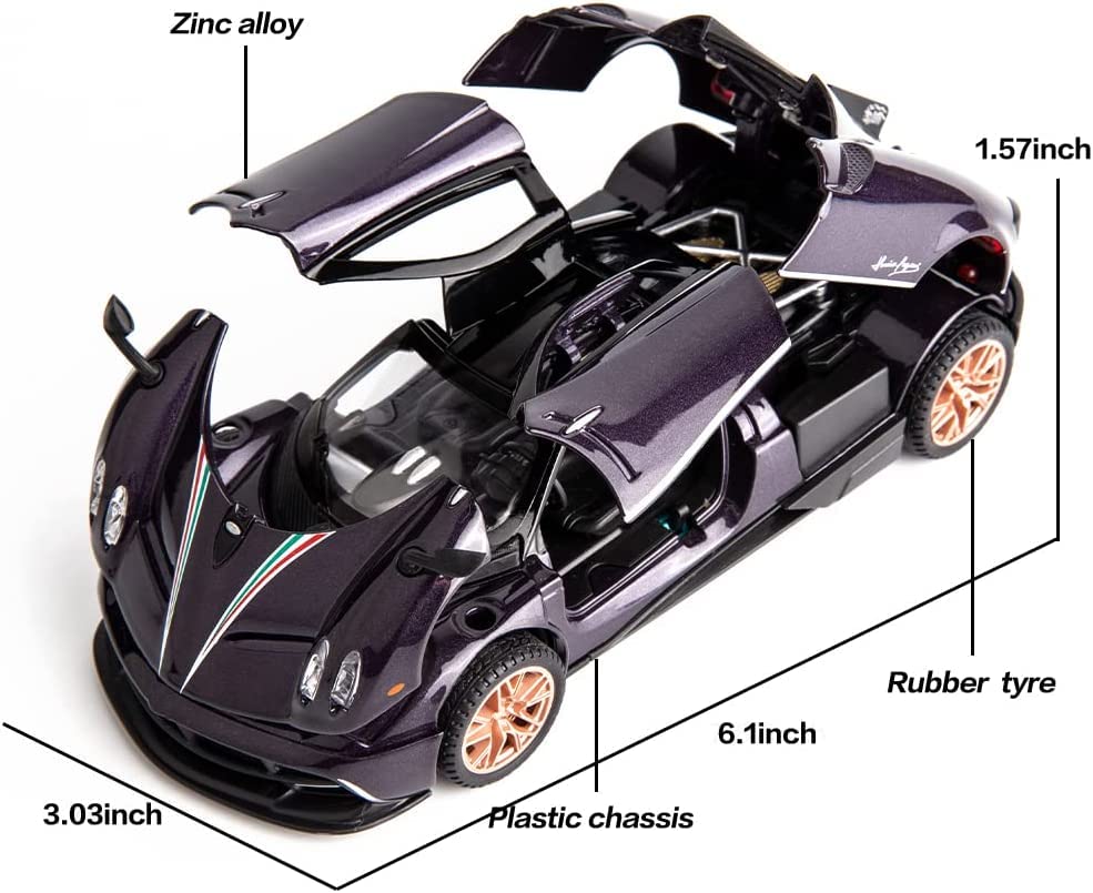 Image of WireScorts 1:24 Scale Die-Cast Pagani Huayra Large with 4 Openable Doors Pull Back Action, Working Lights, Movable Front Wheels & Working Horn - Multi Color
