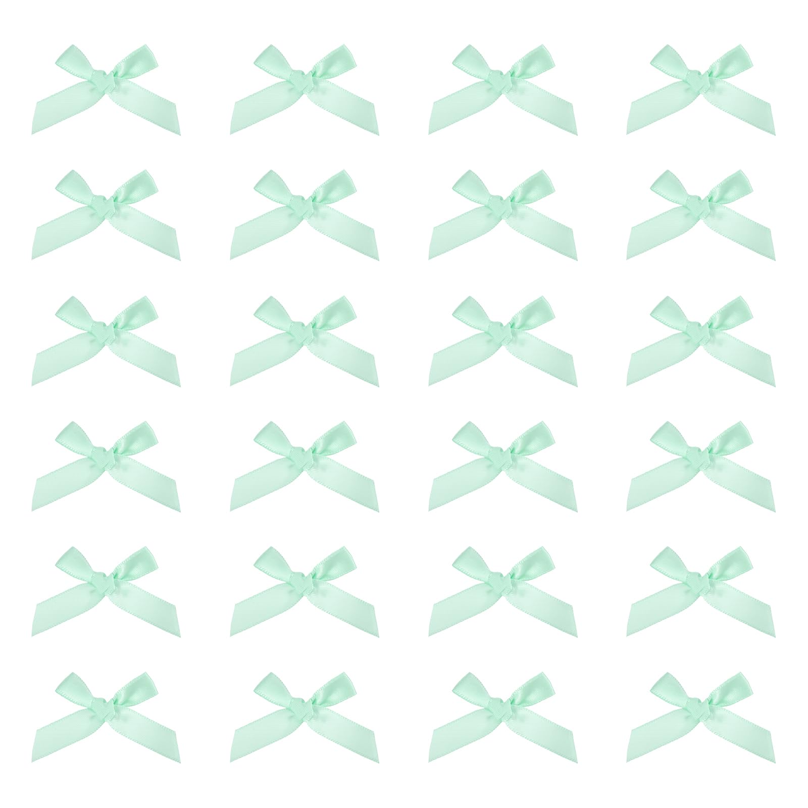 sourcing map 80 Pcs Mini Ribbon Bow 1.8 Inch Mini Small Fabric Satin Ribbon Flower Bows for Craft DIY Cake Sewing Wedding Birthday Party Wrapping Christmas Decoration, Light Green