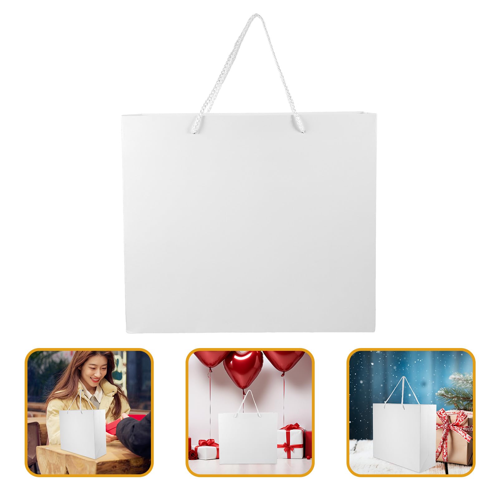 LALADEFIEE Geschenktüten Praktische Partytüten mit Henkel Weiße aus Papier 10 Stück Leicht zu Tragen für Geburtstagsfeier und Feiertagsparty für Geschenke