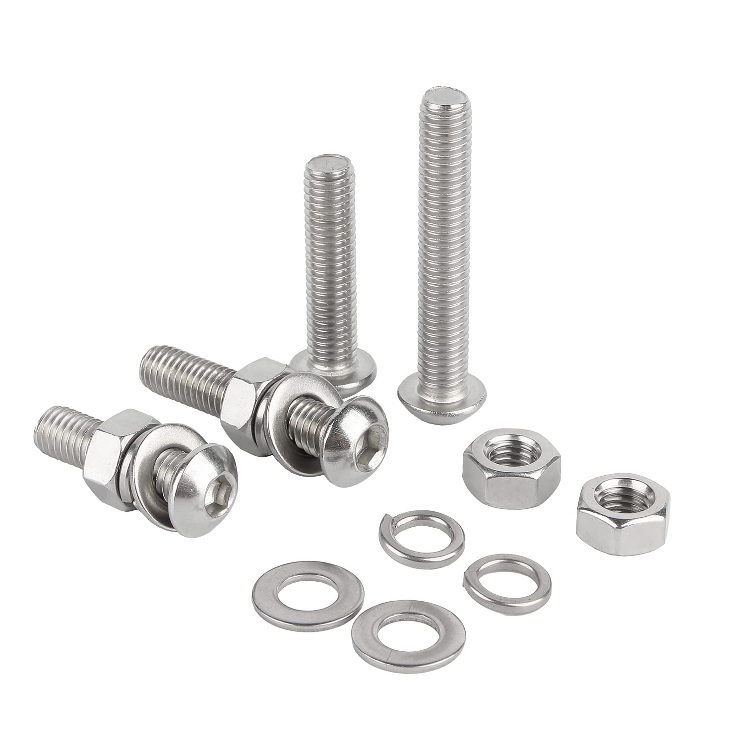 304 Stainless Steel Nuts and Bolts Washers Assorted Set Button Head