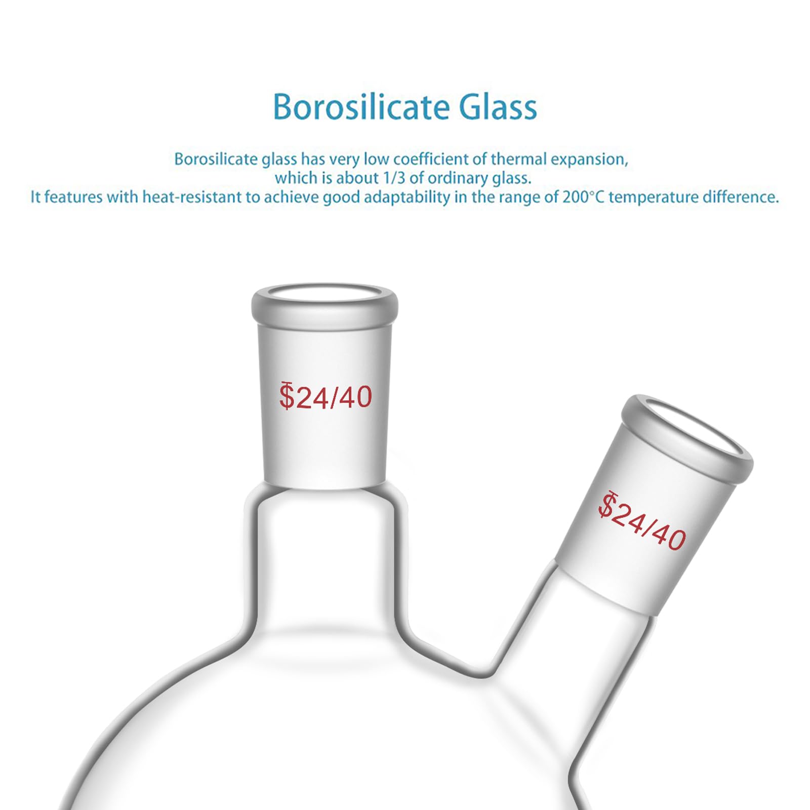Stoneylab Matraz de Fondo Plano FBF 1000 ml, Vidrio de Borosilicato con Junta 24/40