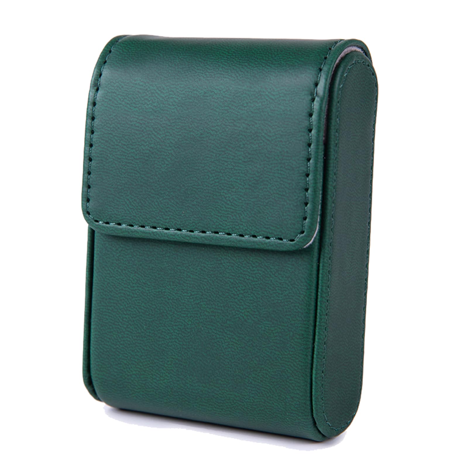 Leather Cigarette Case Cigarette Box for Holds 20 Cigarettes, Flip Top Closure, Cigarette Case for Men,One Size,Green
