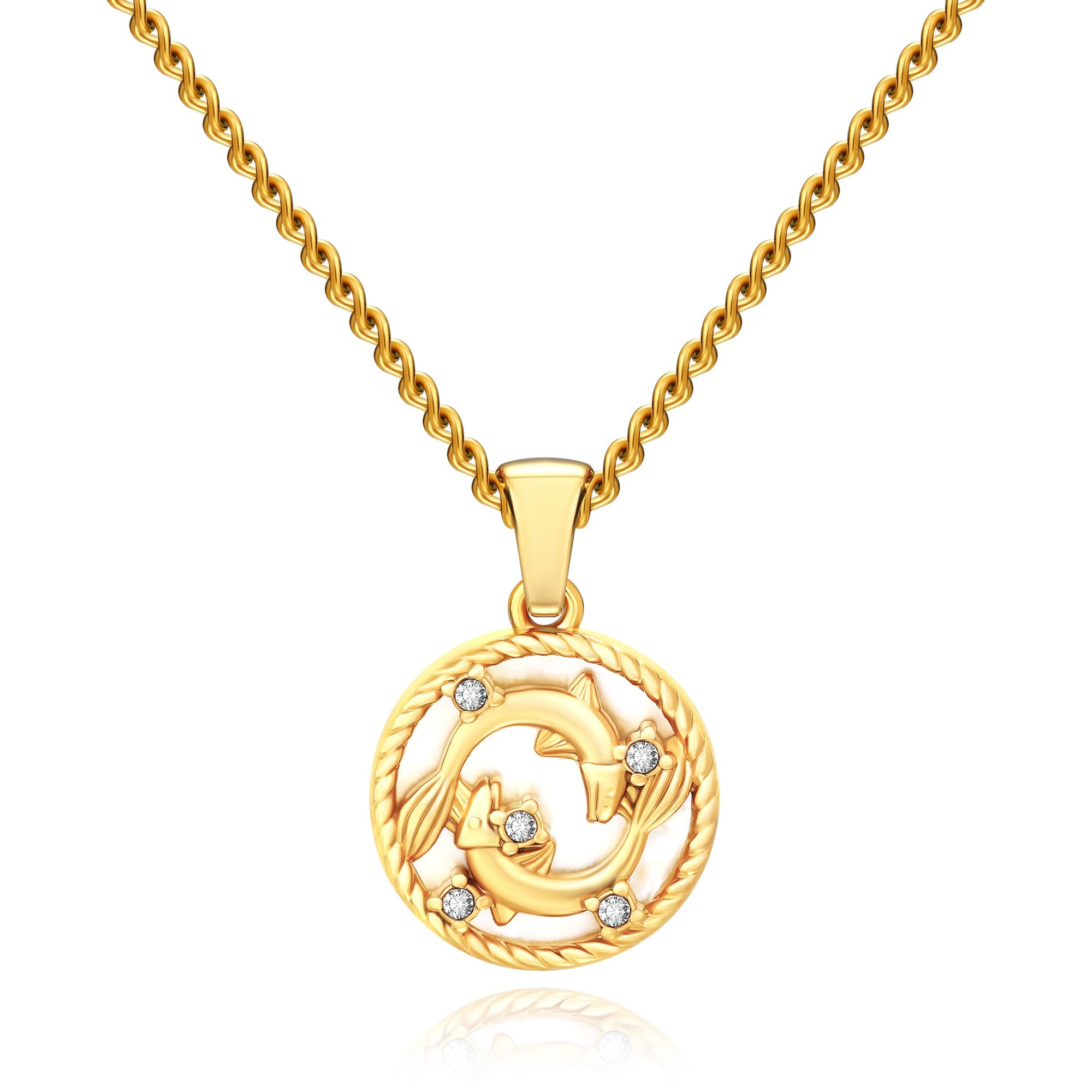 BONJOULRY 18K Gold Plated Zodiac Necklaces for Women, Leo/Capricorn/Gemini/Aquarius/Cancer/Scorpio/Virgo/Taurus/Pisces/Libra/Aries/Sagittarius