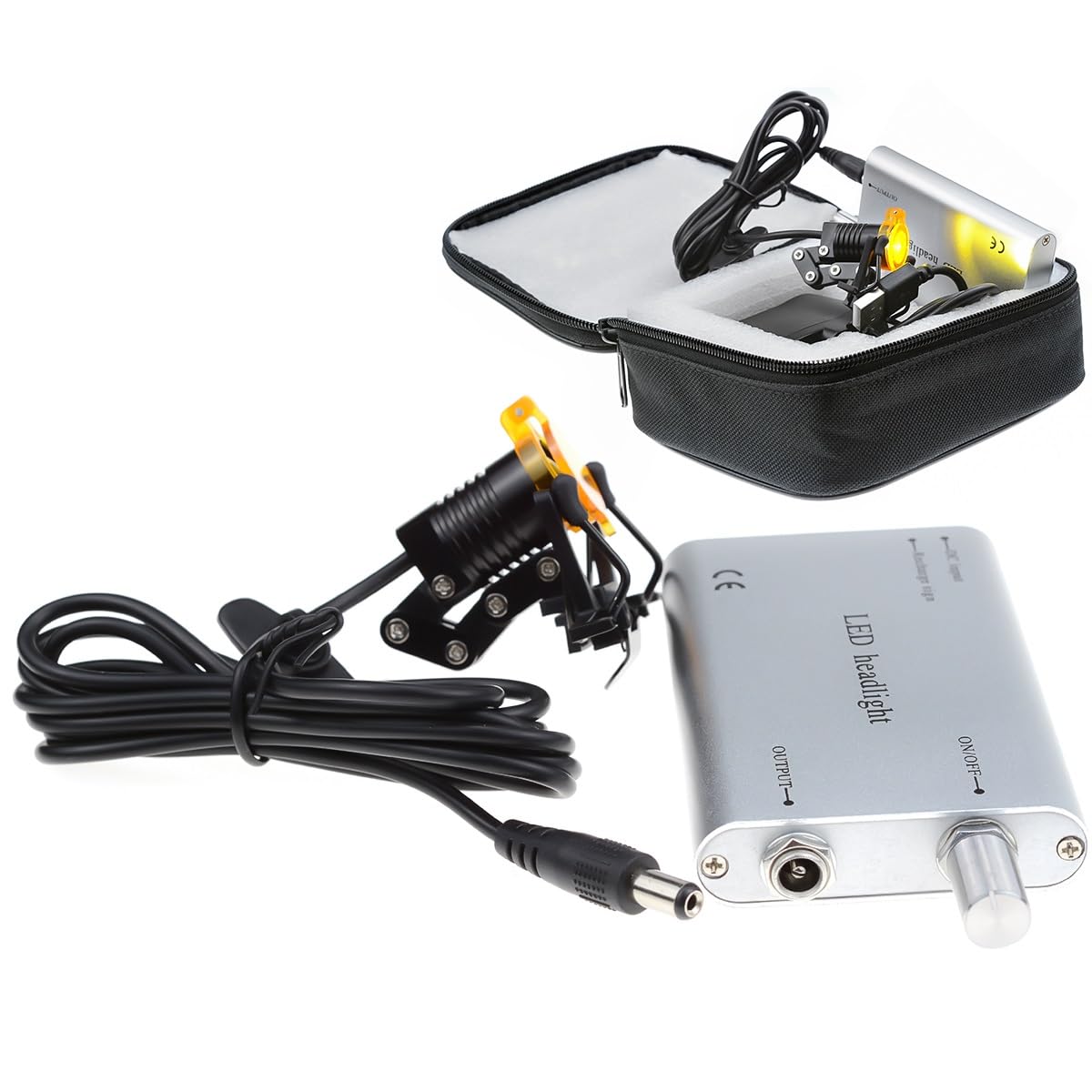 Rasamer Silver Headlight Headlamp,3W LED Head Light with Universal Metal Clip Filter for Binocular Loupes