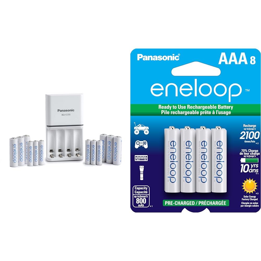 Eneloop Panasonic Power Pack with 6AA, 6AAA Batteries and Quick Charger Plus 8AAA 2100 Cycle Ni-MH Batteries