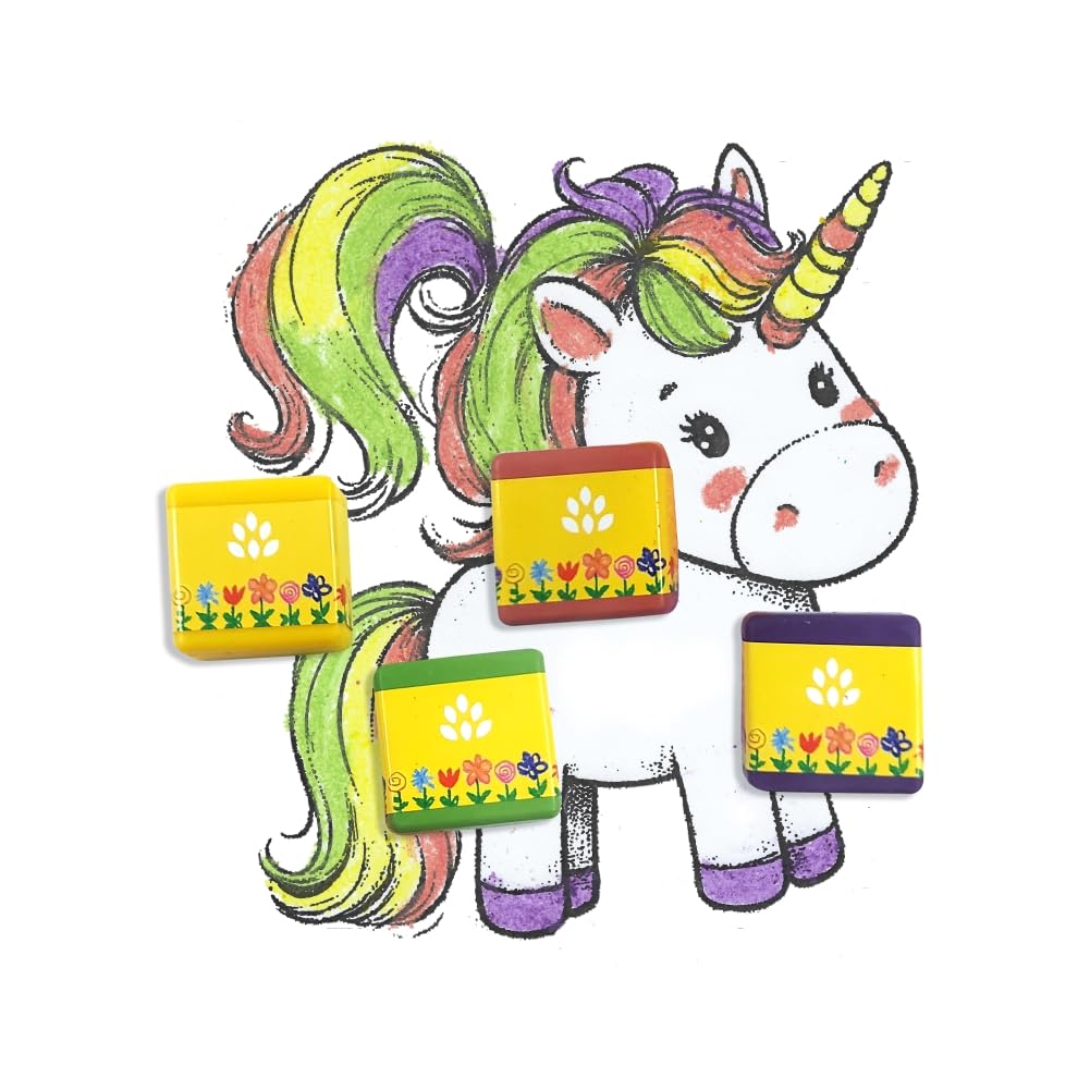 Azafran My First Crayon - Unicorn 4 Jumbo Block Colours, Colors Set for Kids, Baby and Infant Safe, Hypoallergenic, Non-Toxic, Washable, Plant-Based Crayons Colour Set, Ideal Toys for 1 Year Old 2