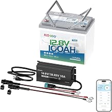 Redodo 12V 100Ah LiFePO4 Battery with 12V/16V 10A Charger, Bluetooth & Low-Temp Protection Group 24 Lithium Battery for Trolling Motor,100A Smart BMS, Ideal for Marine, Boat, RV, Solar and Off Grid