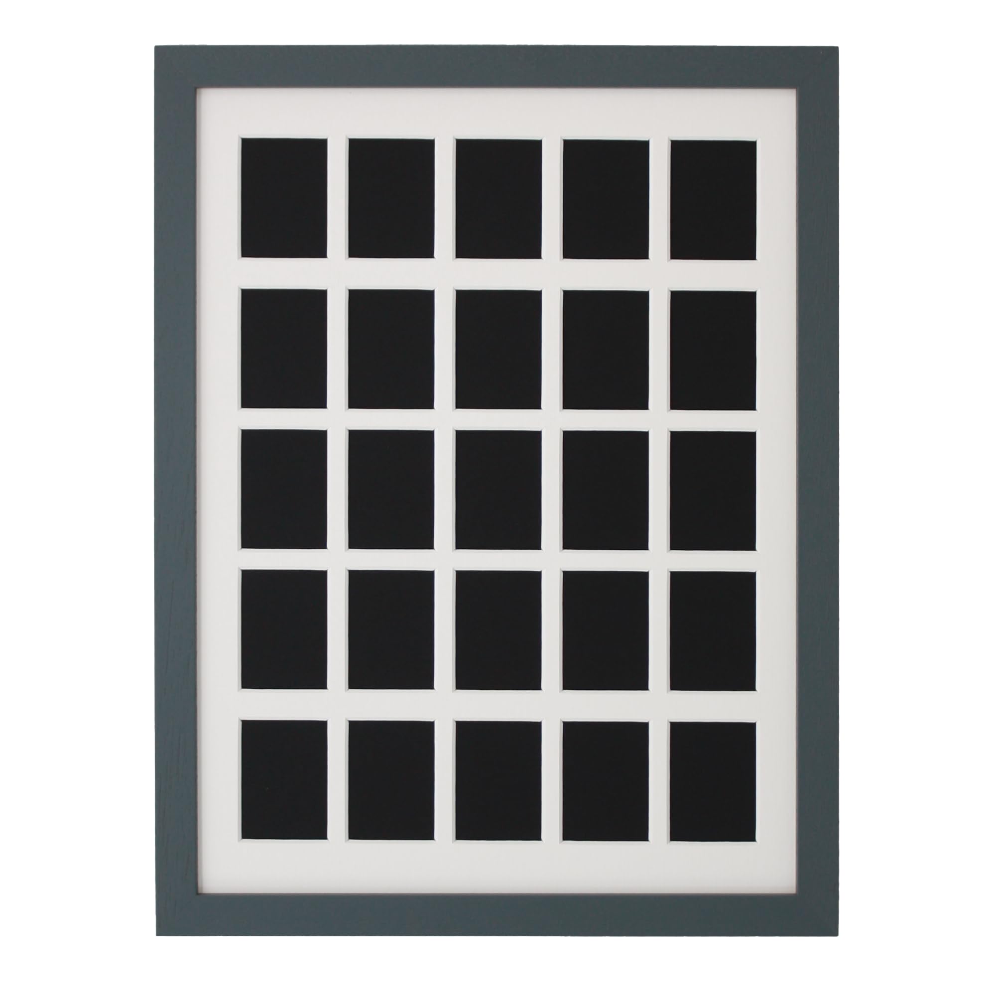 Instax Mini Multi Aperture Wooden Frame. Suits twenty-five photos taken with an instax mini camera. Designed to Show the Photo only - Not the white instax Border. (Dark Grey)