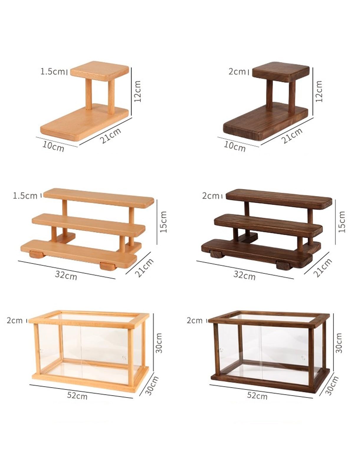 Vitrina de Madera Maciza para Pasteles y Galletas, con 3 estantes de Vidrio Templado, Puertas corredizas de acrílico para Figuras de acción y coleccionables. Ideal para exhibir Figuras de acción y OB