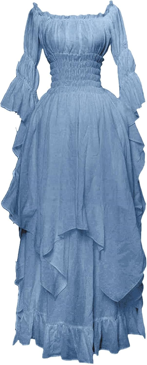 Women Vintage Goth Grunge Goddess Peplum Lolita Costumes Cosplay Dresses for Women Hippie Medieval Dresses