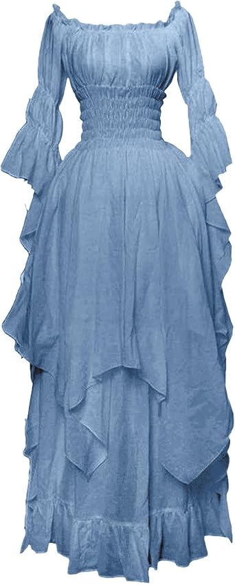 Women Vintage Goth Grunge Goddess Peplum Lolita Costumes Cosplay Dresses for Women Hippie Medieval Dresses