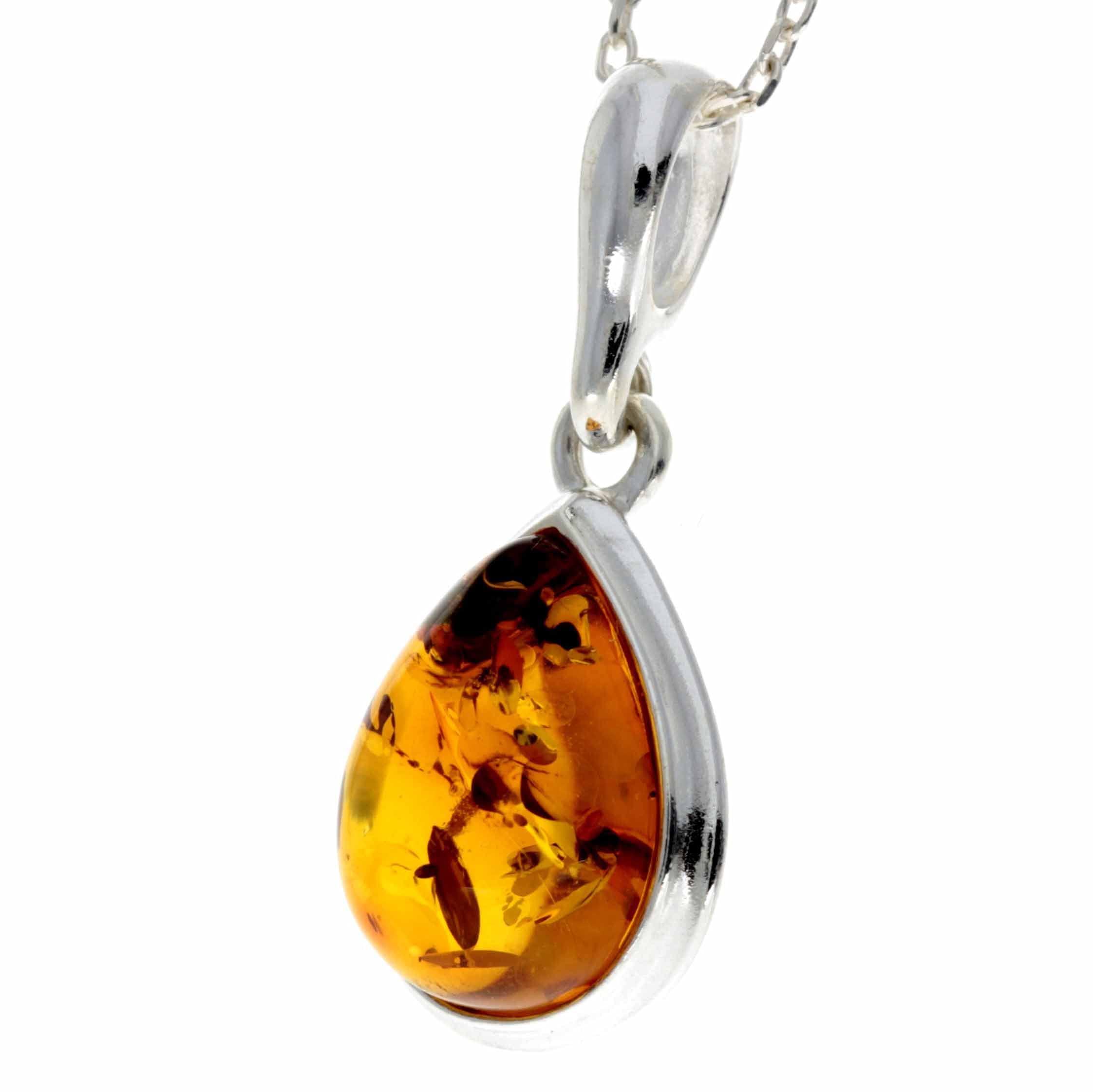 SilverAmber Jewellery Colgante clásico de lágrima de ámbar báltico y plata de ley auténtica sin cadena 435