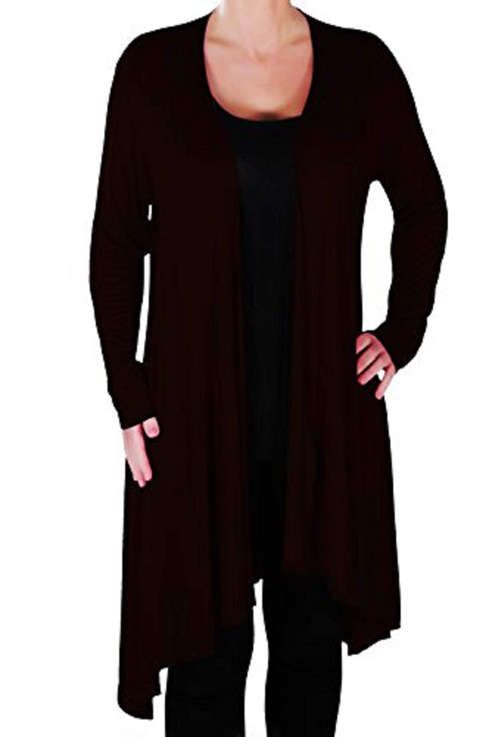 Eye Catch Plus - Della Asymmetric Ladies Casual Waterfall Cardi Womens Jersey Shrug Wrap Open Cardigan Brown 20