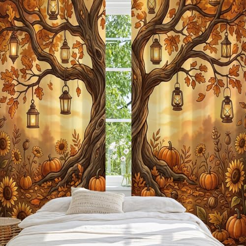 Rideau occultant citrouilles d'automne rustique maison bureau - 5