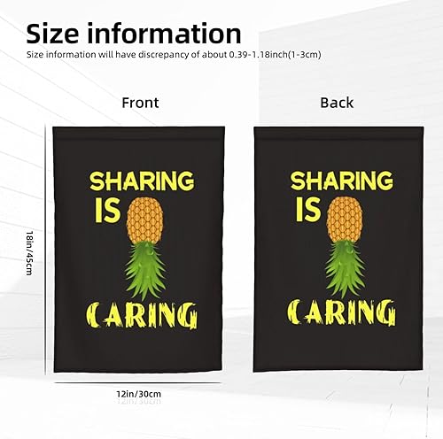 Miniatura 2 de Bandera de jardín divertida con diseño de piña al revés, con texto en inglés "Swinger Sharing is Caring", de 12 x 18 pulgadas, de doble cara, para