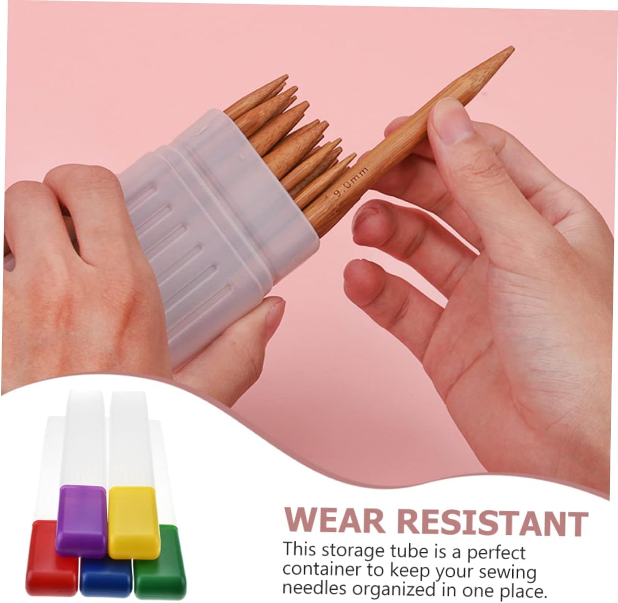 CORHAD 5Pcs Plastic Knitting Needle Tube Storage Bottles for Crochet Hooks and Sewing Tools Organize Your Needles Containers