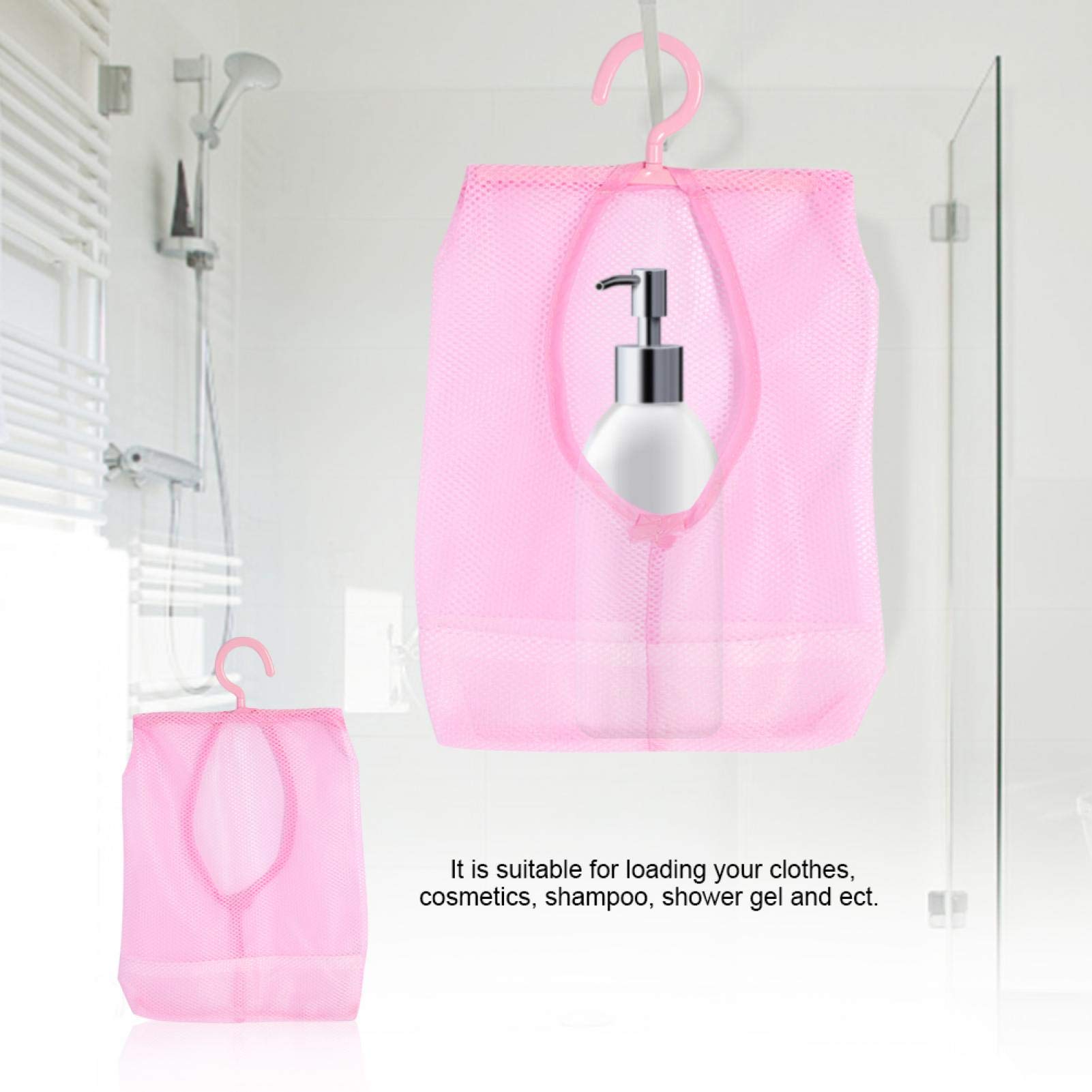 Hanging Mesh Bag with Hanger, Multi Purpose Socks Underwear Clothespin Storage Organizer for Bathroom and Wardrobe(Pink)