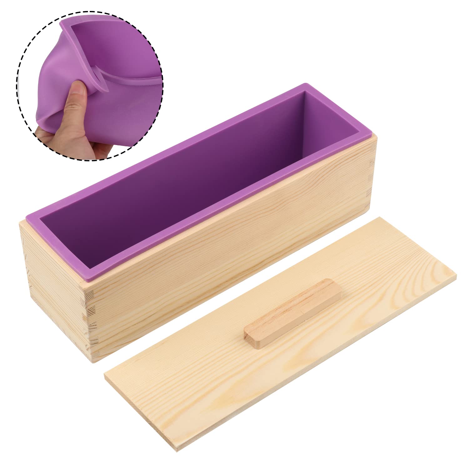 Moldes de jabón de 42 onzas para hacer jabón con cajas de madera, juego de 3, moldes de barra de jabón que se pueden utilizar para productos de jabón caseros, fabricación de jabón, tamaño ideal y gran