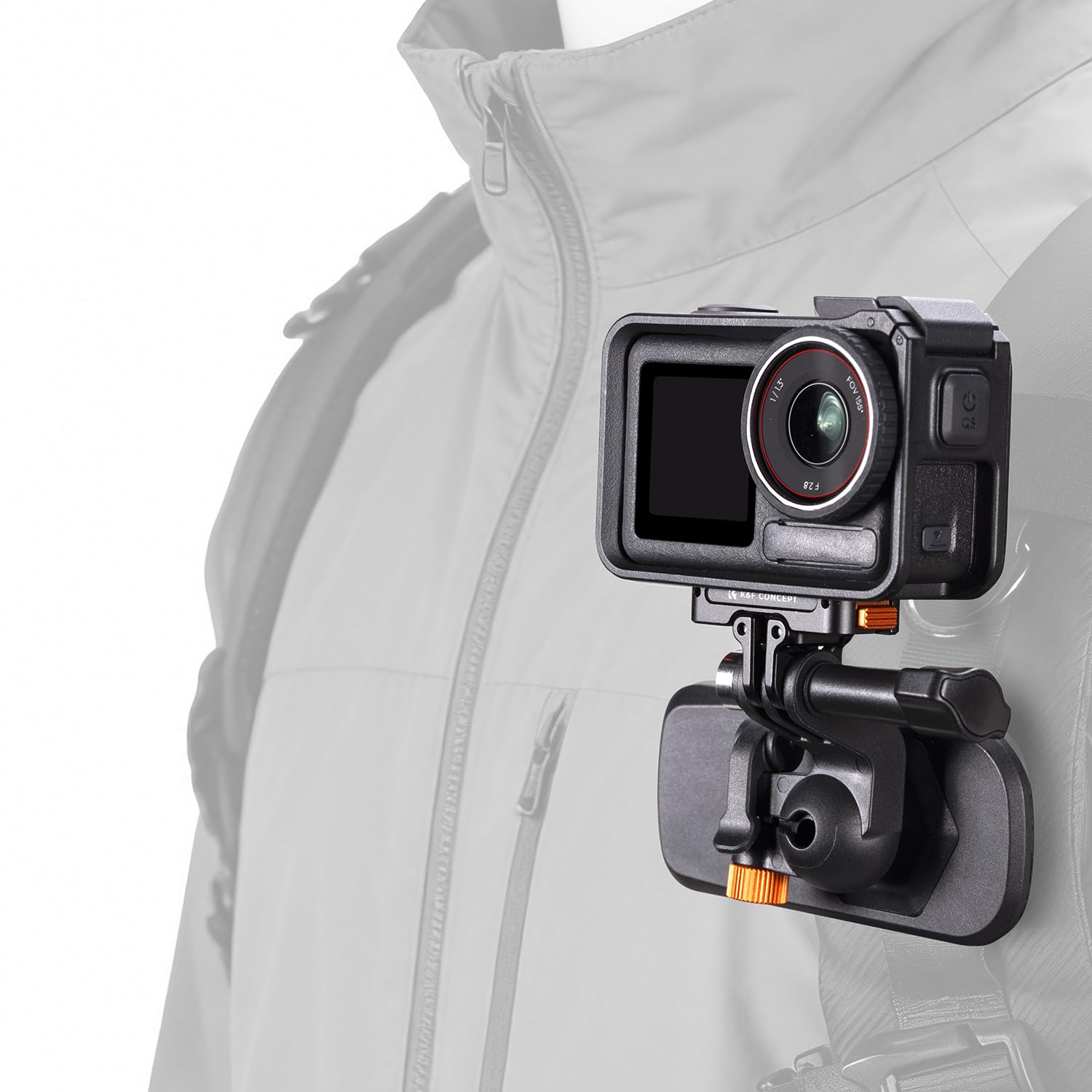 K&F CONCEPT Support Pince Magnétique pour Sac à Dos, Rotule à 360°, Compatible avec DJI Osmo Action 6/3/4/5 Pro, GoPro Hero 13-9 Noir, Insta360 X5/X4/X3 - Support pour Caméra d'action