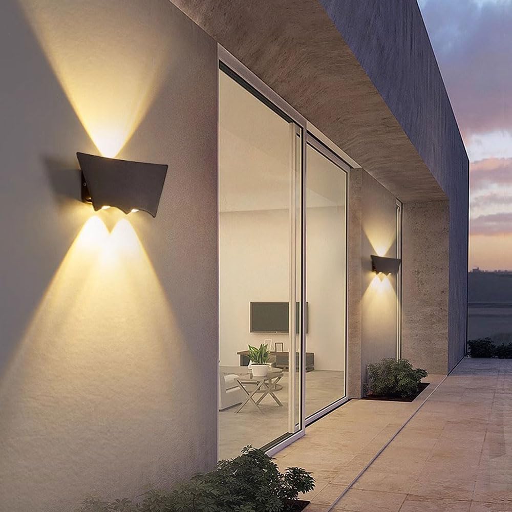 Aluminiowa lampa ścienna, czarne kinkiety zewnętrzne, kreatywna latarnia ścienna LED 6W, nowoczesne i proste kinkiety ścienne, ciepłe światło 3000K kinkiety do wnętrz i na zewnątrz