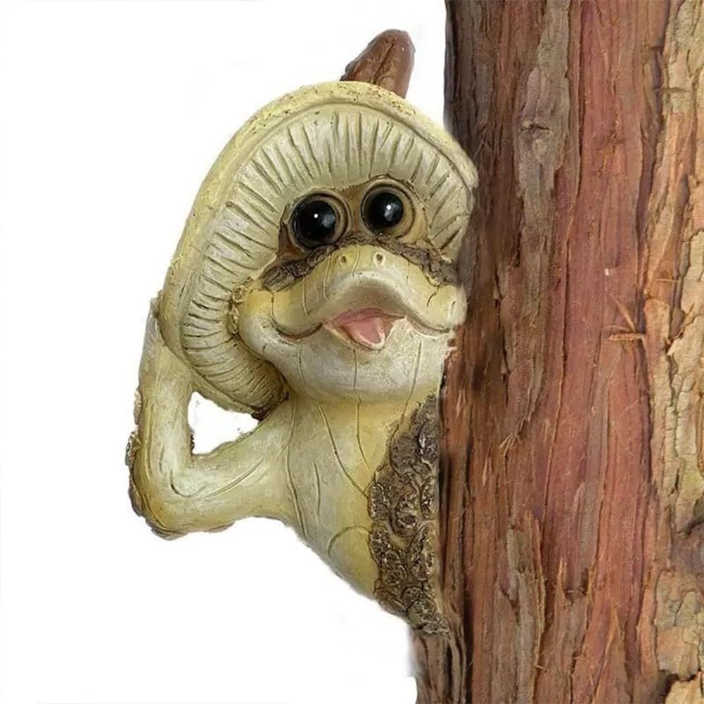 CTRLZS Quiet Frog Tree Peeker Garden Tree Sculptures Outdoor Tree Face Garden Tree Hugger Statue Indoor Outdoor Yard Easy Install C