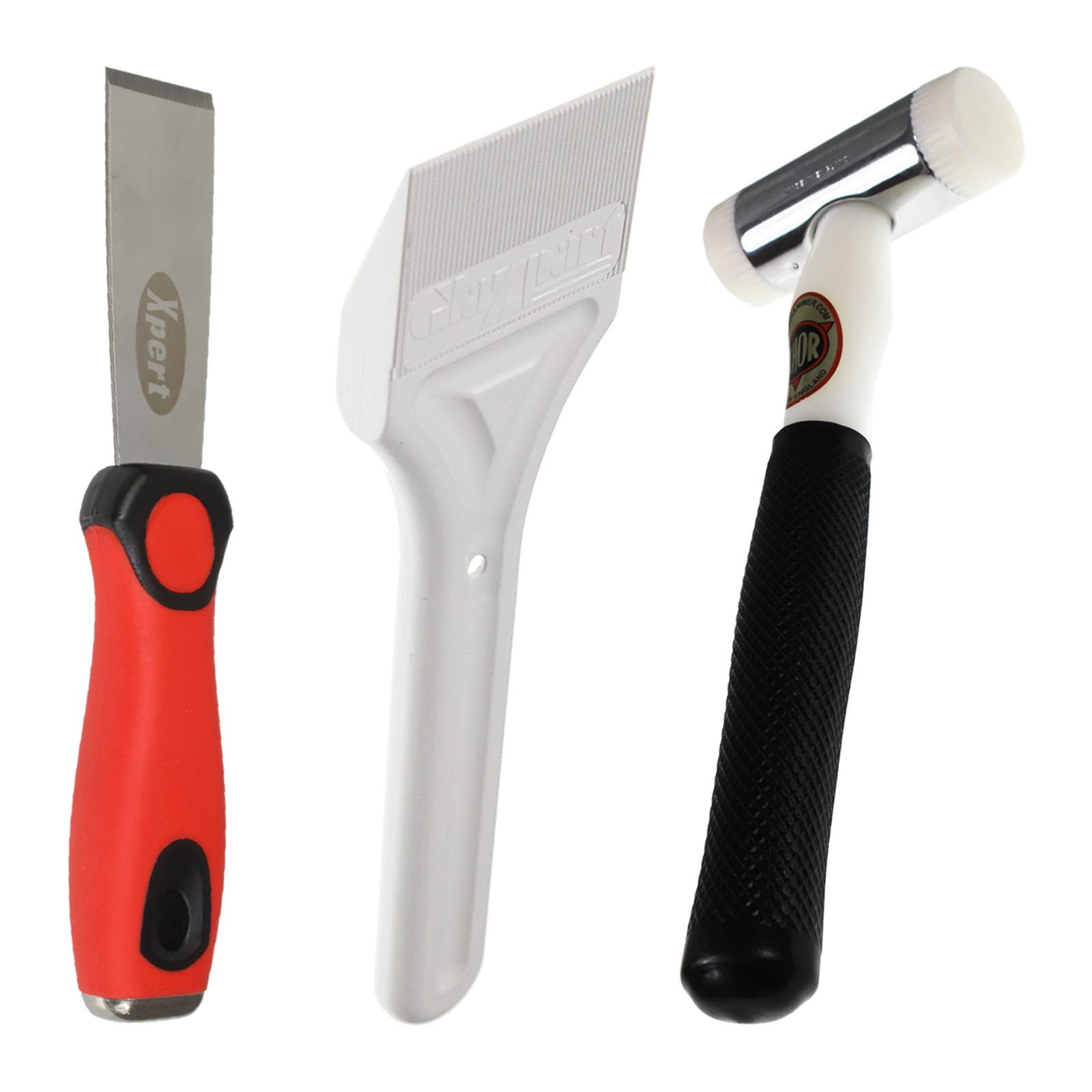 Xpert-60 Chrome Thor 712 38Mm Nylon Nylon Hammer & Paddle Plus Bead Knife Chisel Glazing/Delglazing Upvc Window/Door Tool Kit