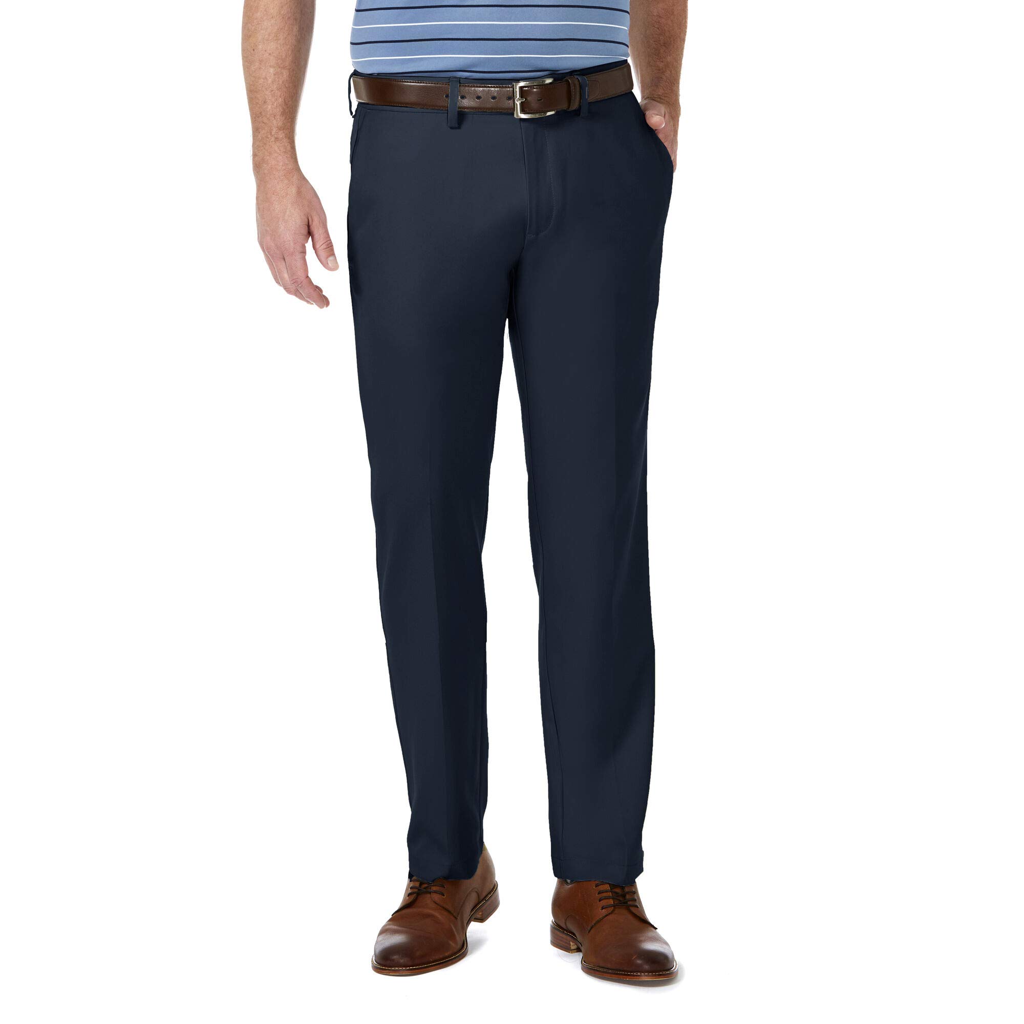 Men's Cool Right Performance Flex Solid Slim Fit Flat Front Pant