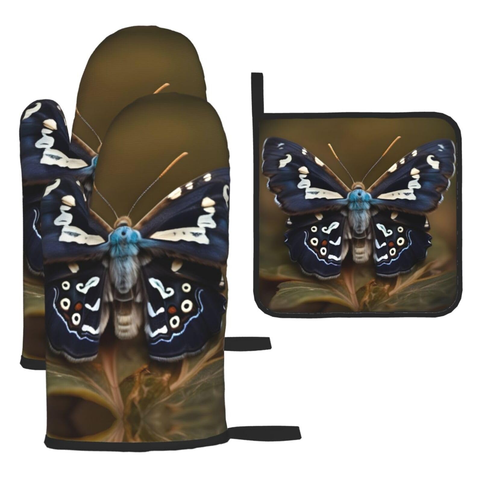 Beautiful Moth Wings Christmas Oven Mitts,Cute Cooking Glove,Heat Resistant,Oven Mitts Gift for Mom,Housewarming