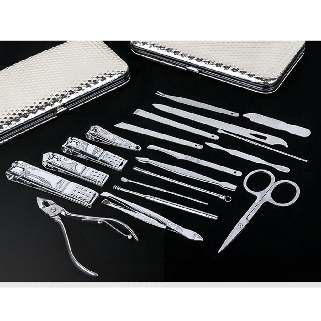 Juego Multifuncional de 19 Piezas para Tijeras de uñas, Herramientas de manicura, Ideal para Viajes y como Kit portátil de Belleza.