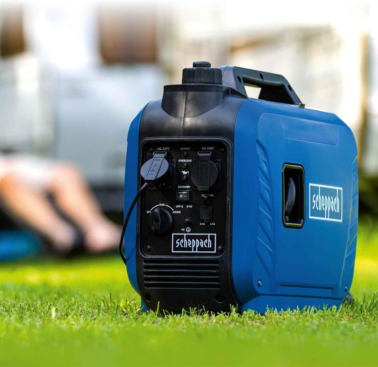 Generator in use on grass