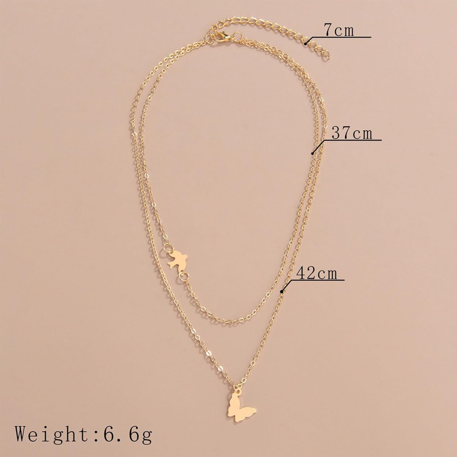 Vintage Layered Butterfly Pendant Necklace Tiny Butterfly Choker Necklace Small Doves Chain Choker Layering Bird Chain Jewelry for Women - Image 5