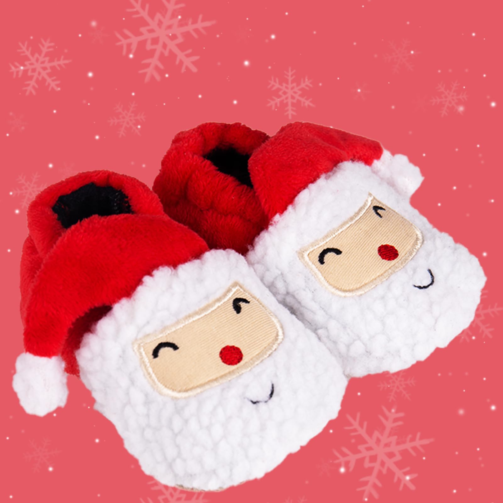 Newborn Soft Sole Slippers Baby Boy Must Haves Shoes Infant Christmas House Furry Fleece Booties First Walking Shoes for Girl (6-12 months)