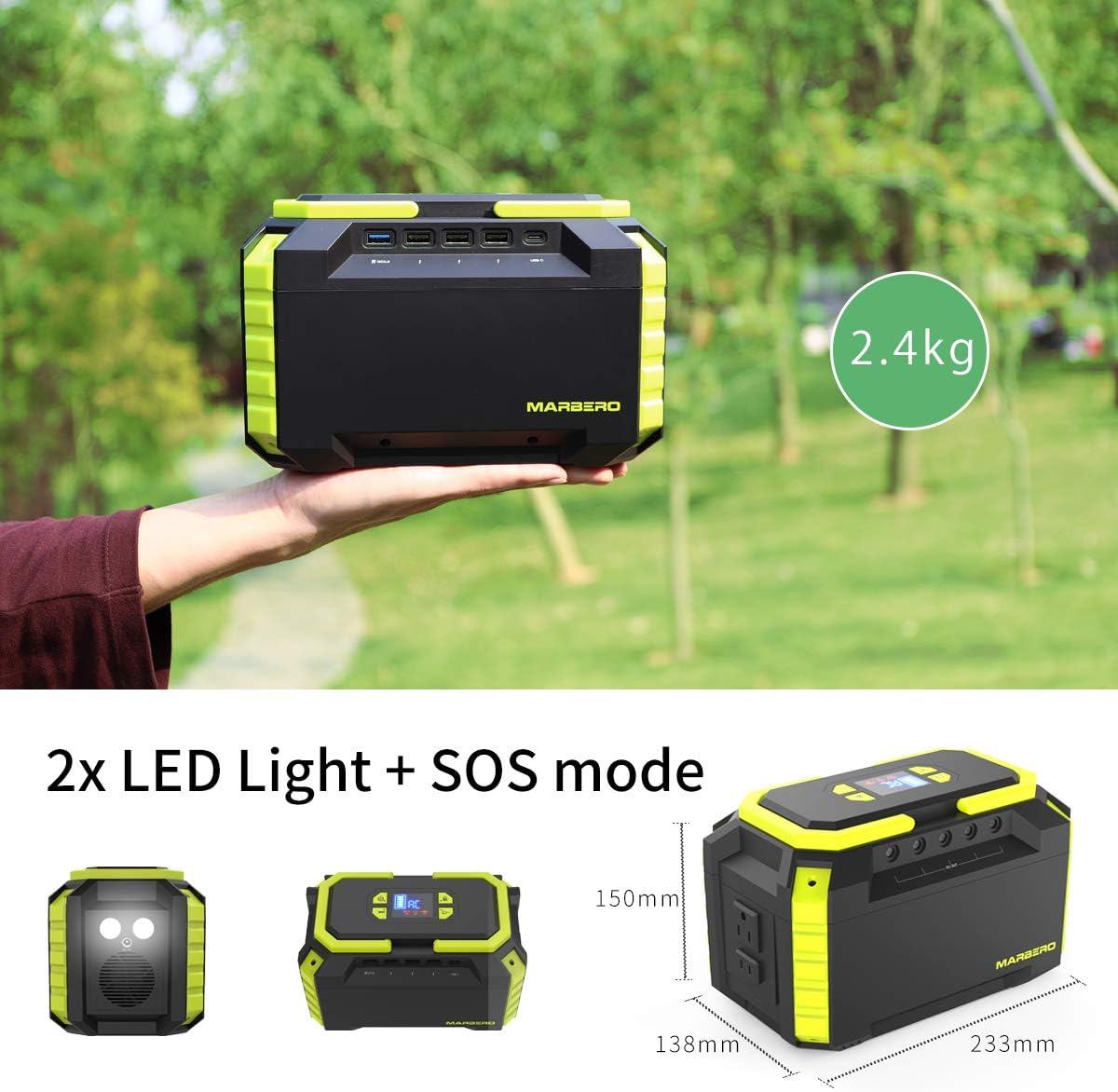 MARBERO M440 Power Station Compact Size and LED Flashlight