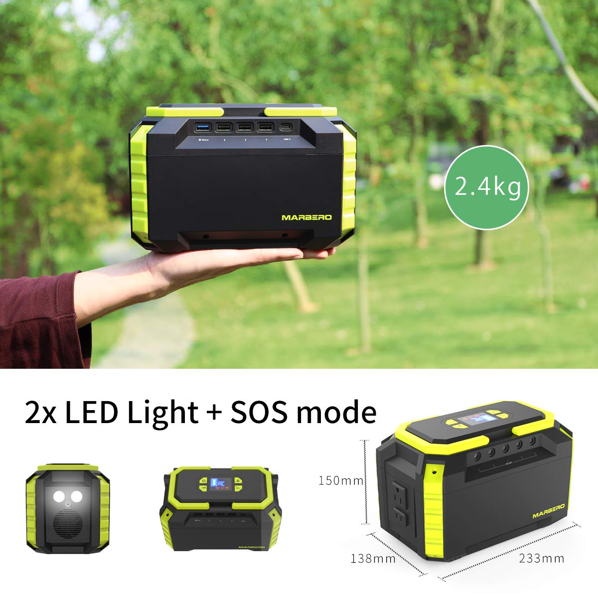 Amazon.com : MARBERO 222Wh Portable Power Station 200W Solar
