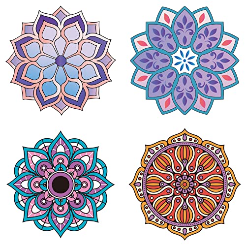 Gorgecraft 8Pcs 6.3 Inch Mandala Window Decals Static Flower Of Life Glass Sliding Door Sticker Clings Waterproof Vinyl Film Spring Bedroom Bathroom Decals For Prevent Birds Dogs Pets Strikes #TOP22