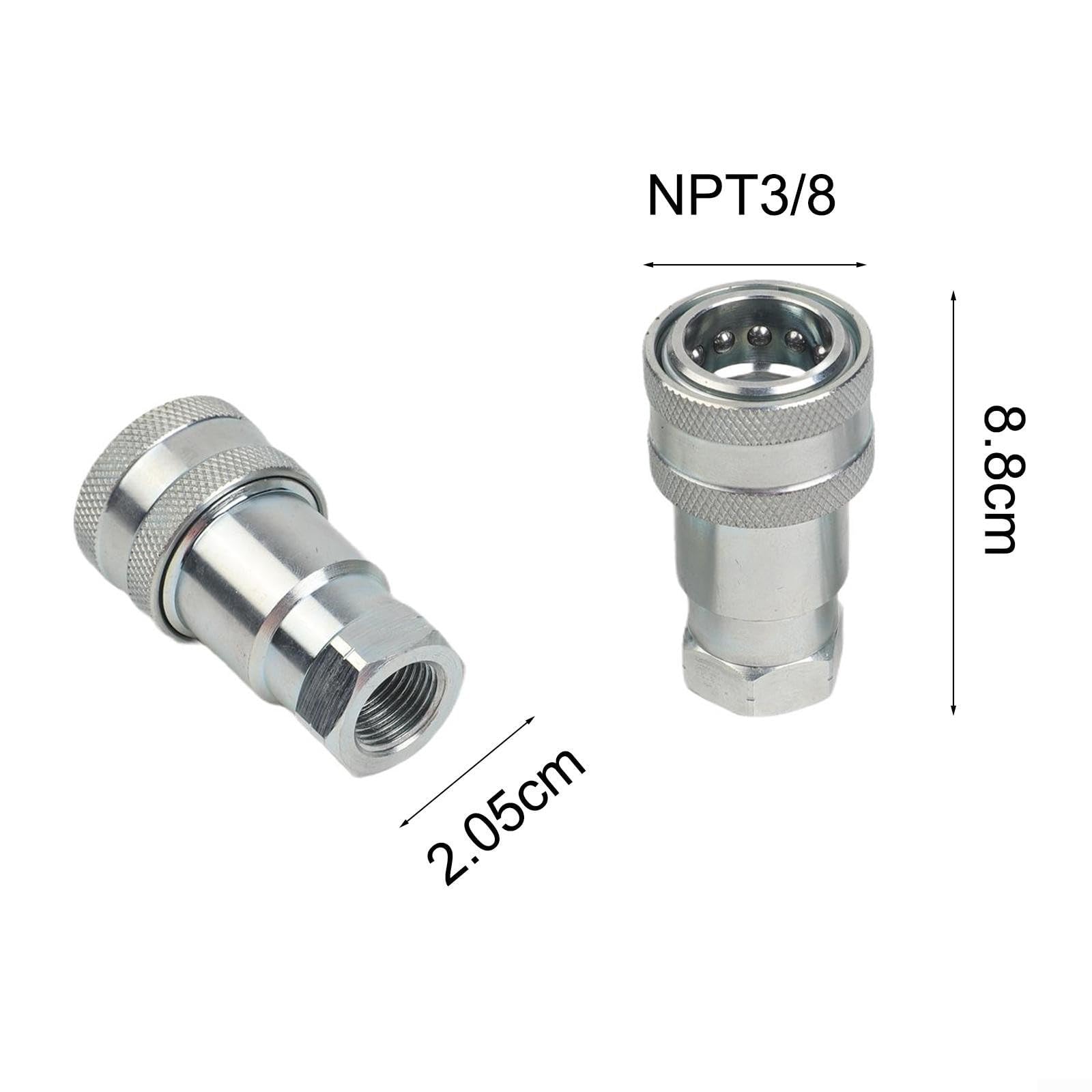 ISO5675 Juego de acopladores hidráulicos de conexión rápida para tractores NPT 1/4 3/8 1/2 pulgadas acero al carbono 4000 PSI presión de trabajo 12 GPM tasa de flujo (NPT3/8)
