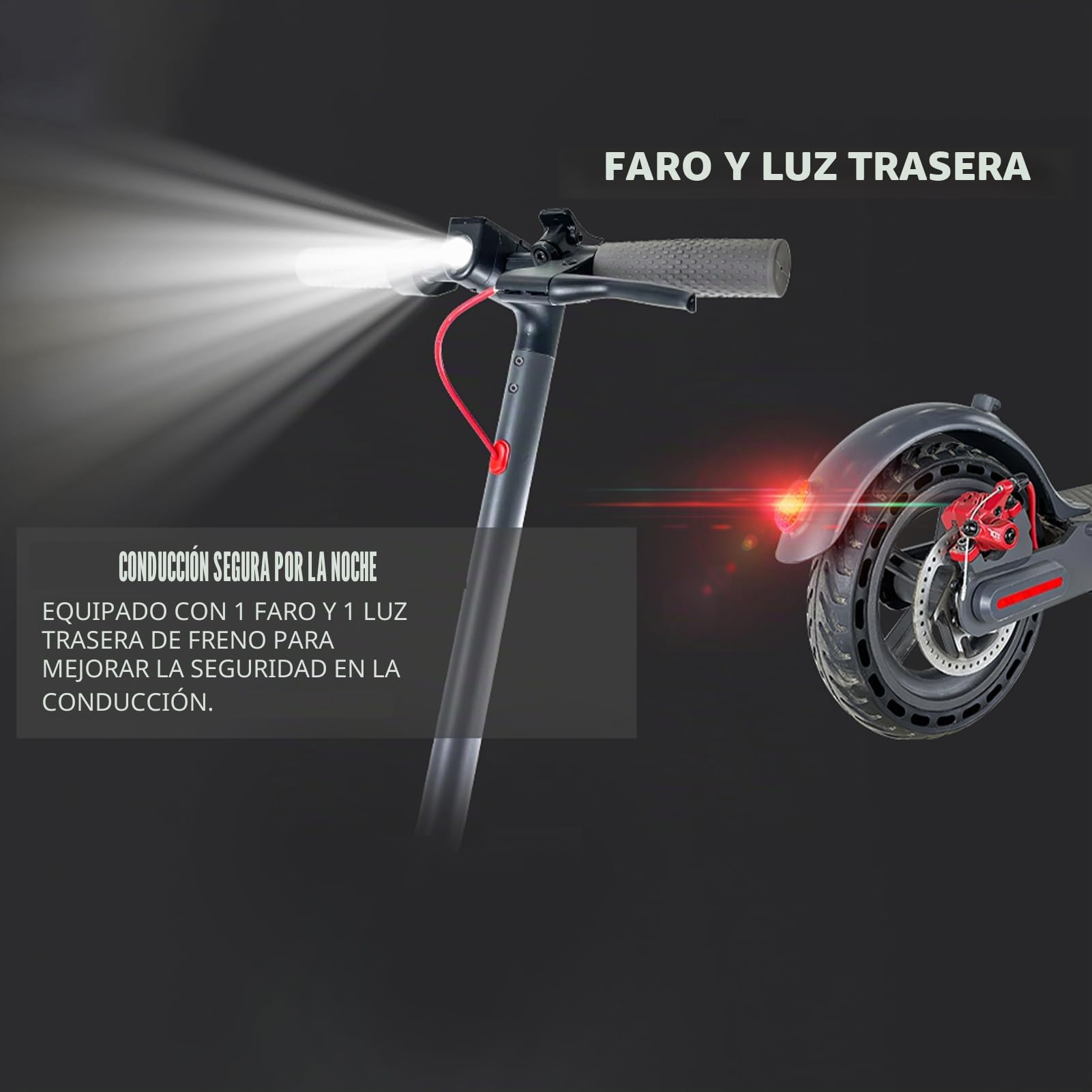 Patinete eléctrico con velocidad de hasta 25 km/h, patinete E para adultos, carga máxima de 120 kg y dura hasta 30 km para viajes de corta distancia