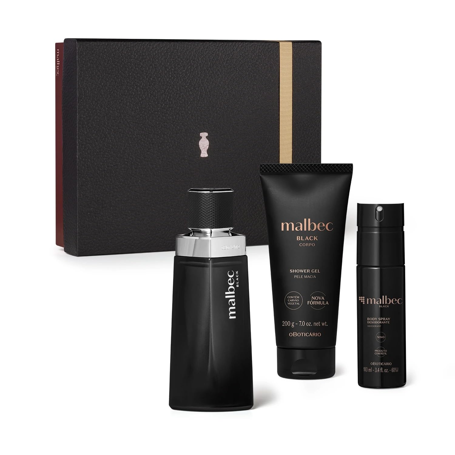 O Boticário Kit Malbec Black 3 Itens: Colônia + Body Spray +