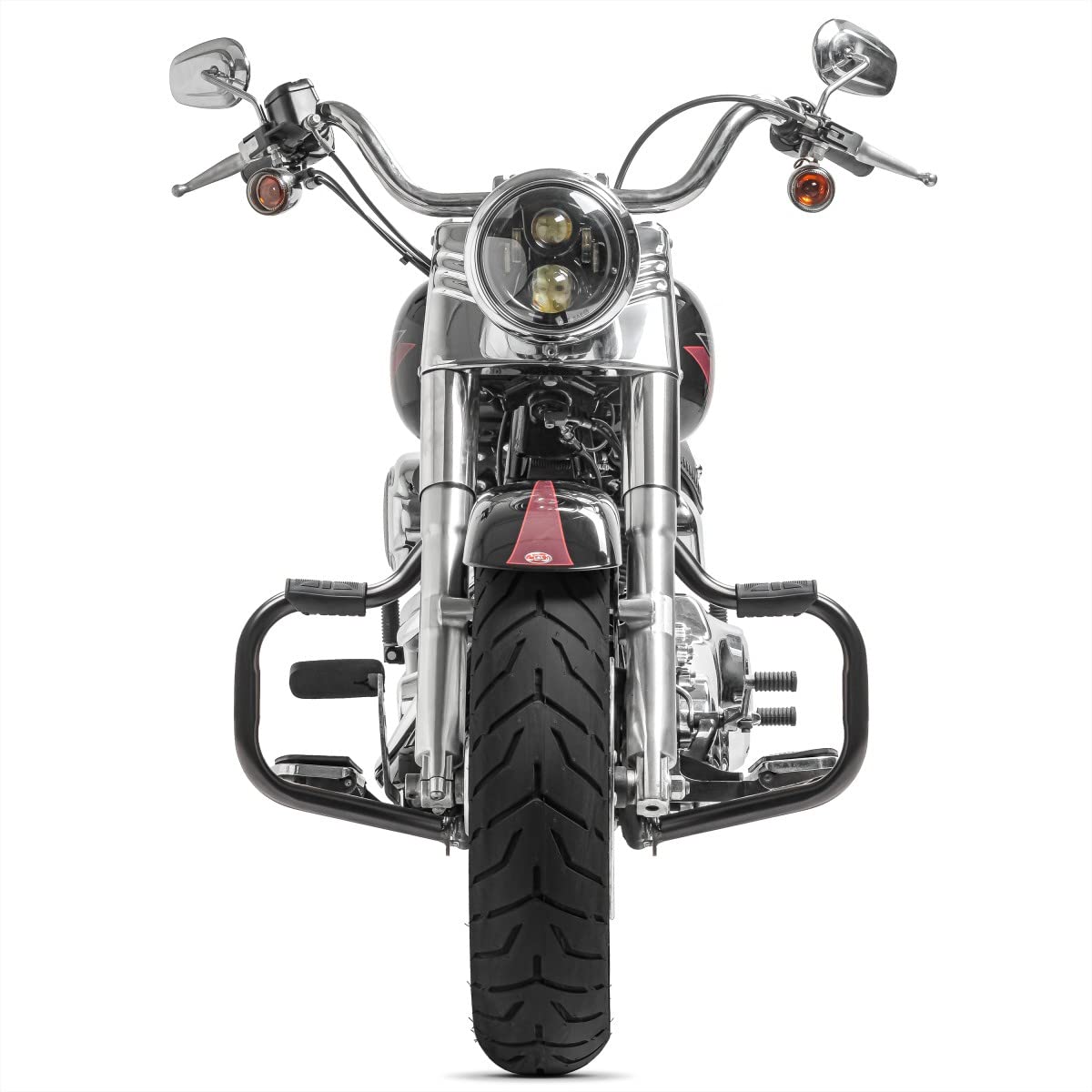 Defensa de Motor Compatible para Harley Davidson Fat Boy 2000-2017 Mustache Nero