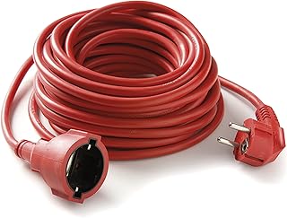 FAMATEL – Cable alargador rojo | 10 metros | Corriente para Exteriores | Protección Infantil | Con una alta flexibilidad y resistencia | TT | 16A | 250V | Rojo