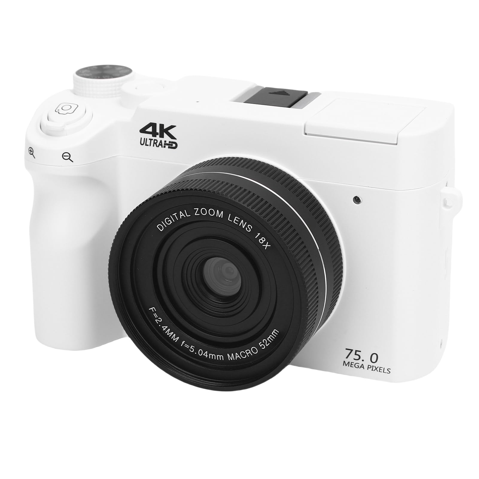 Macchina Fotografica Digitale 4k, Videocamera Digitale Wifi Con Doppio Obiettivo Automatico Con Zoom Uhd 18x Da 75mp Con Flash E Microfono Fotocamera Vlog Portatile Ricaricabile (BLACK) (WHITE)