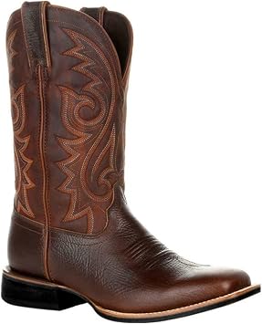 Western Cowboy Boots For Men Casual Retro Boots Classic Embroidered Wide Calf Cowboy Boots Country Work Boot Brown,25.5cm