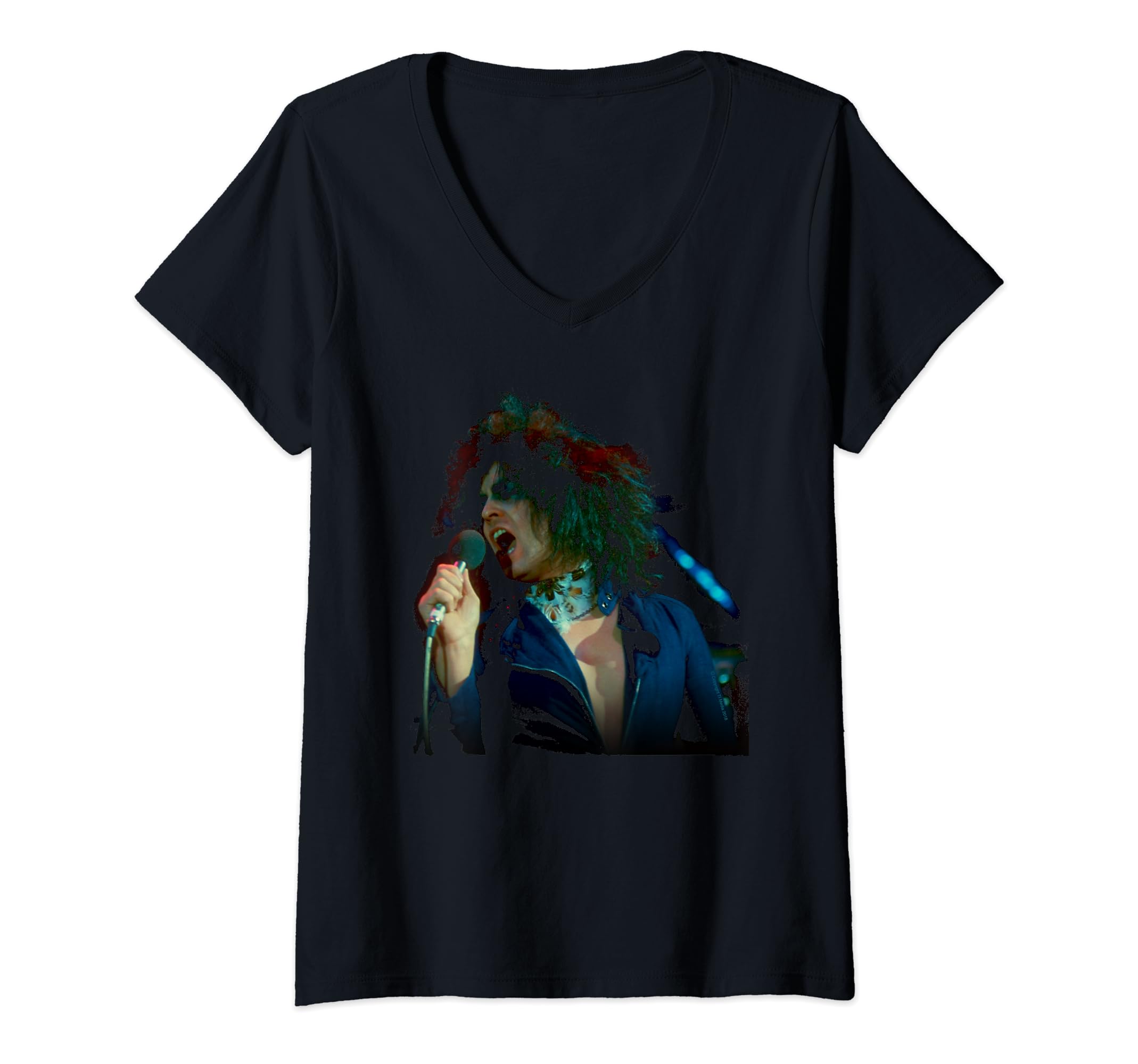 Womens TV Times Marc Bolan Singing On Supersonic T Rex V-Neck T-Shirt