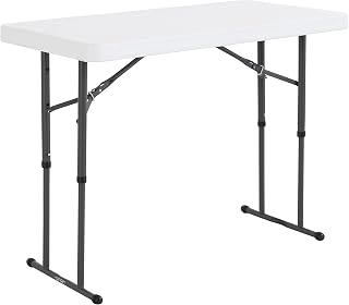 Lifetime 4-Foot Commercial Height Adjustable Folding Table - Durable HDPE Top, 3 Heights, 350lb Capacity