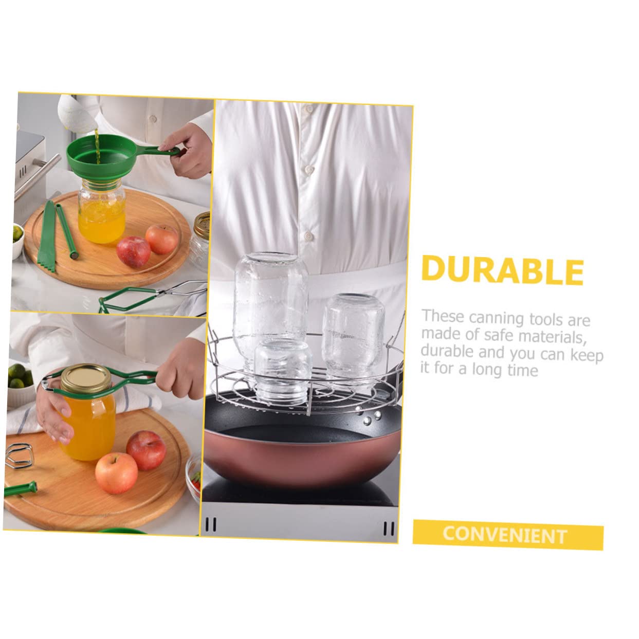 ULTECHNOVO Set di 7 Pezzi di Strumenti per Conserve da Cucina in Acciaio Inossidabile Pinze Anti-scottatura e Sollevatore Barattoli Fare Marmellate e Salse