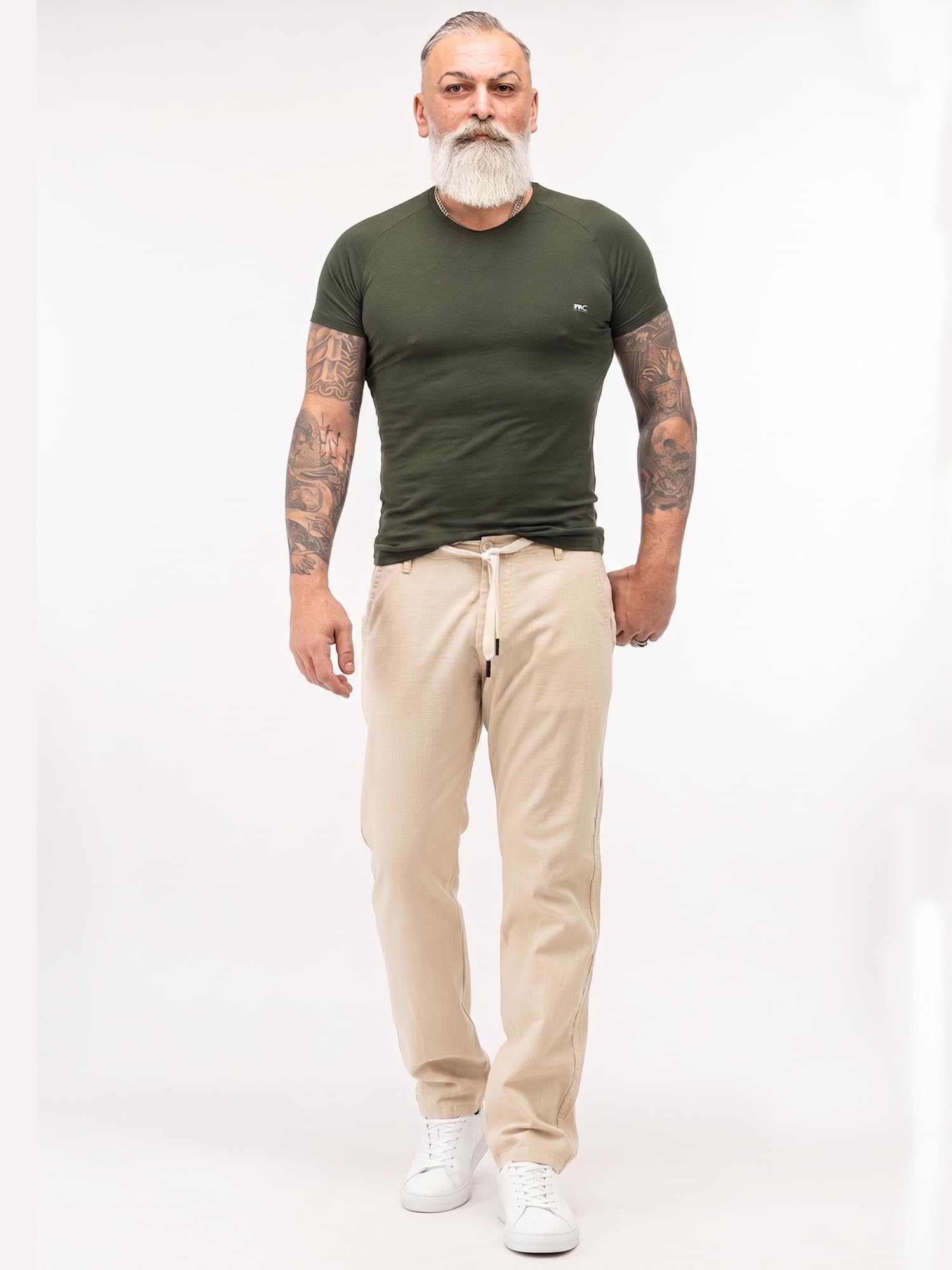 Rock Creek Herren Leinen-Optik Hose Stoffhose RC-2152